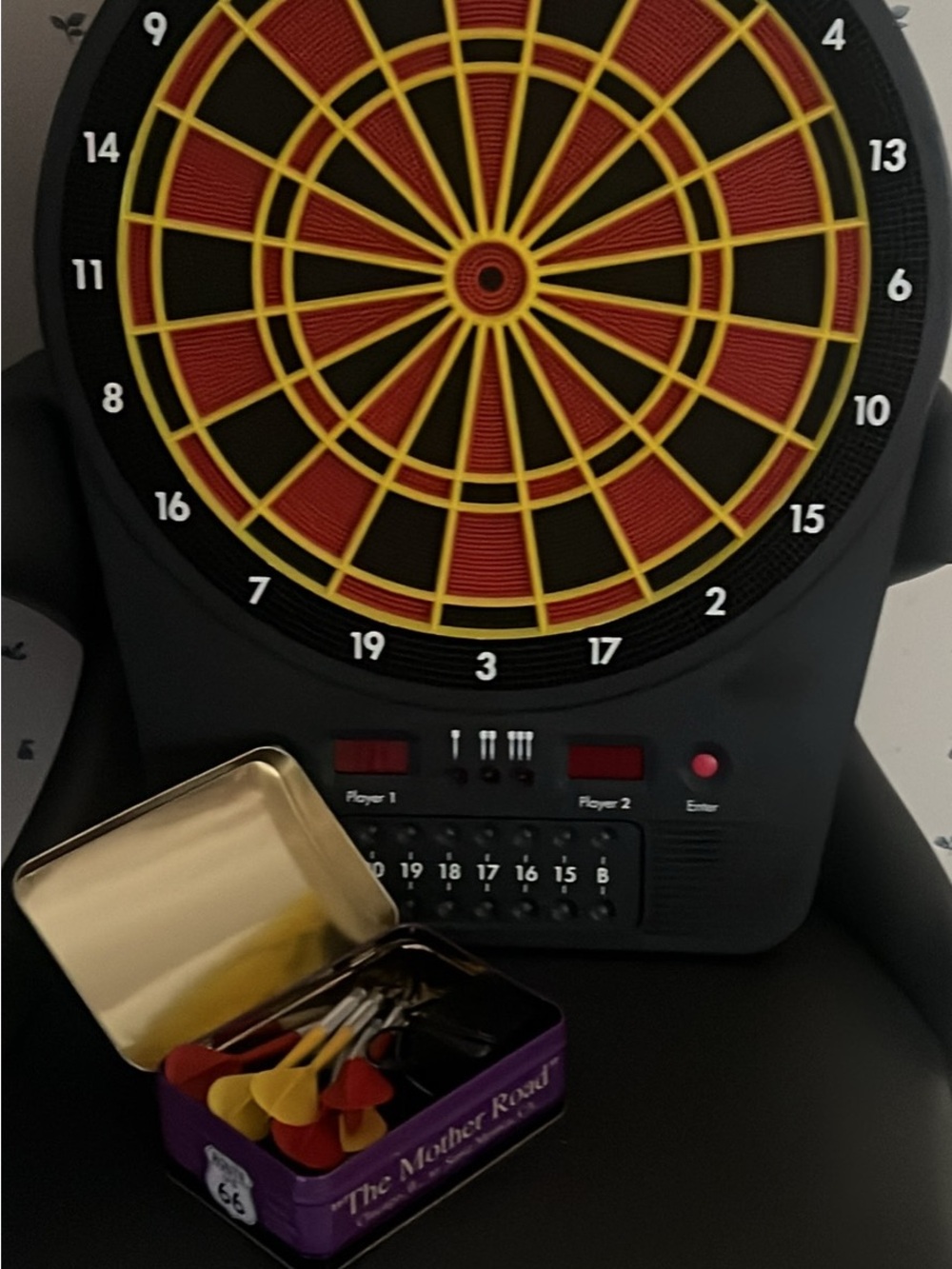 Electronic Dartboard with Red and Yellow Target - Home Games